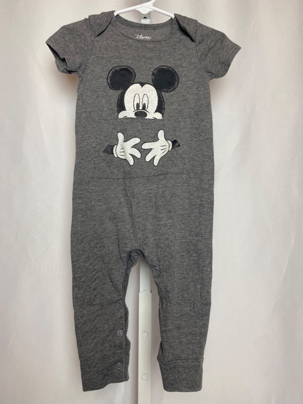 Disney Baby Gray Heather Classic Mickey Mouse One Piece Romper 18 months